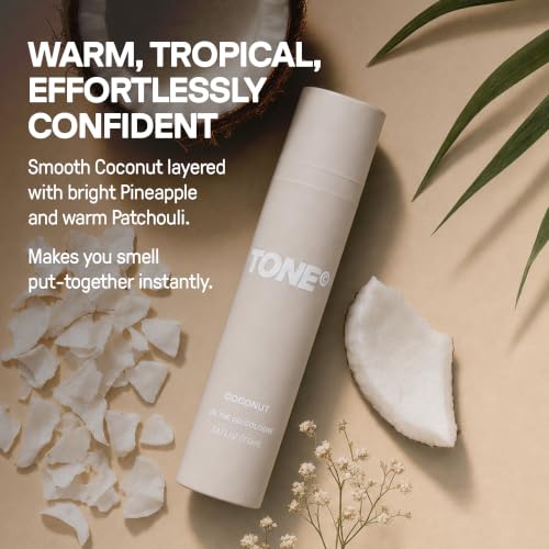 TONE Coconut Cologne for Men | Travel Size Spray 3.4 fl oz