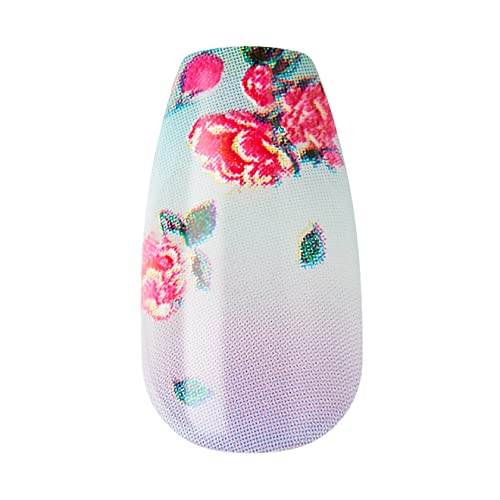 KISS LoveShackFancy x imPRESS Press-On Manicure Limited Edition, Style "Lilac Crush" Medium Coffin Purple Press-On Nails, Includes Prep Pad, Mini Nail File, Cuticle Stick, & 30 Fake Nails