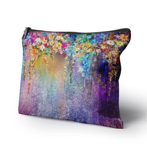 Cafl Painting Blossom Makeup Bag Travel Large Splendid Flowers Cosmetic Bag Organizer toiletry Essentials Jewelry Zipper Bag Gift For Women -10¡¿8 inch
