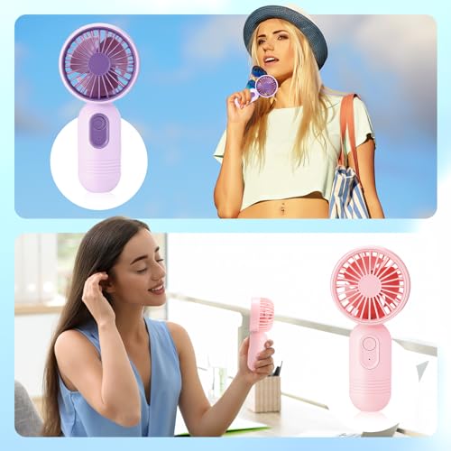 Rossesay 6Pcs Mini Portable USB Fan, 3-Speed, Blue Pink Purple Bundle