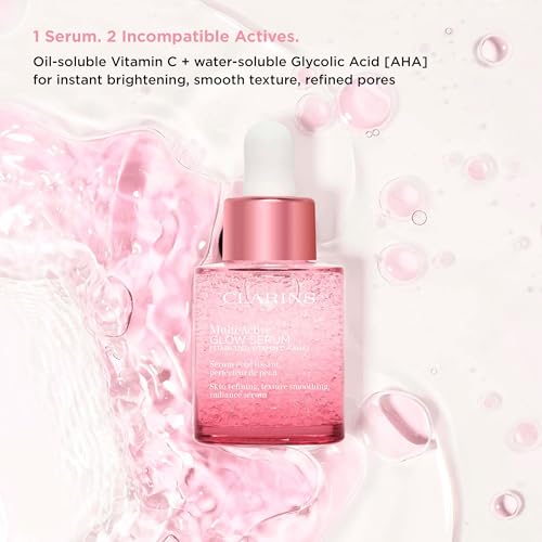 Clarins Multi-Active Brightening Glow Serum with Vitamin C + AHA | Visibly Brightens, Evens Tone, Smooths Texture + Refines Pores* | All Skin Types | 1 Fluid Ounce
