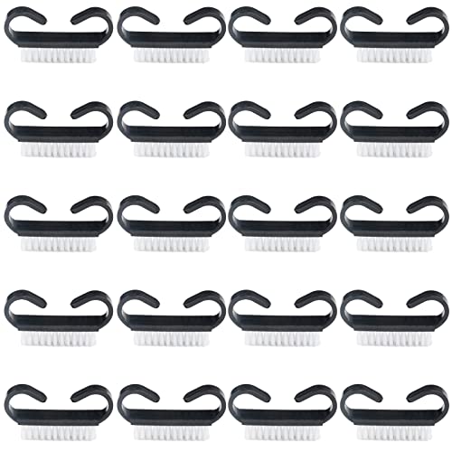 20 Pcs Nail Cleaning Brushes with Black Handle - Portable Nail Art Tools