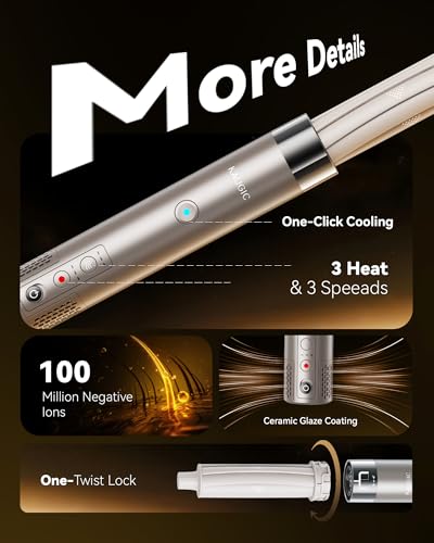 KAUGIC 6-in-1 Hot Air Hair Styler with Auto Wrap Curler