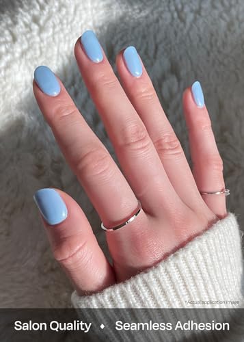 ohora Semi Cured Gel Nail Strips - N Cream Sky Solid Blue DIY Kit