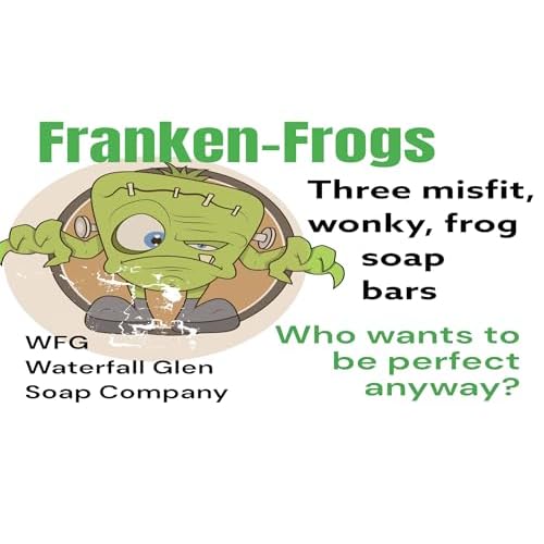 WFG Waterfall Glen Soap Company Franken Frogs Vegan Soap Bars, Box of 3, Assorted Designs