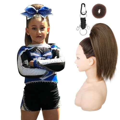 SEIKEA Cheer Ponytail Hair Piece, 10" Straight Tangle-Resistant Smooth Natural Cheerleader Hairpiece Ponytail Extension for Cheer Competition, Dance, Performance, Mocha Melt