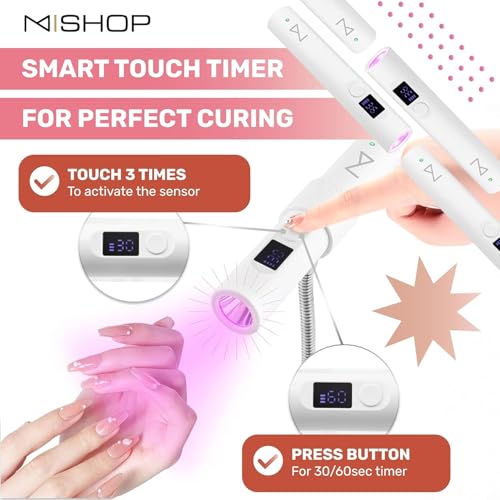 M - GlamCure GO Nail Flash Cure Lamp with Focus Beam Technology, Touch Screen - LED & UV Nail Light - Curing Lamp for Gel Nails, Acrylic, Builder - Portable & Adjustable (Pink)