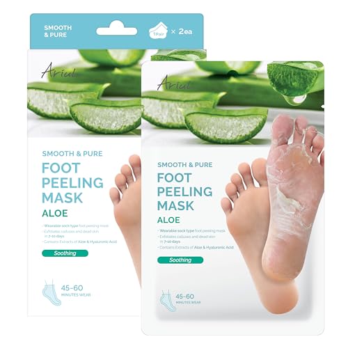 Ariul Aloe Foot Peel Mask for Dry Feet, Hydrating & Soothing Socks, 2 Pairs