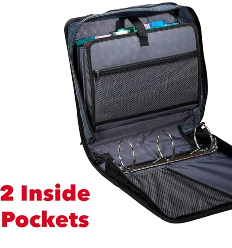 Case-it The Mighty Zip Tab Zipper Binder - 3 Inch O-Rings - 5 Color Tab Expanding File Folder - Multiple Pockets - 600 Sheet Capacity - Comes with Shoulder Strap - Spearmint D-146 (6 Pack)