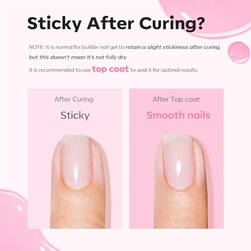 Modelones Baby Pink Builder Nail Gel Set with Base & Top Coat - B-Pink-3