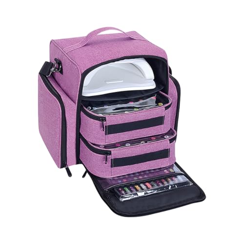 Nail Polish Organizer Holds 60 Bottles and a Nail Lamp,Portable Travel Case with 2 Removable Bags and Tools Storage Pockets Purple