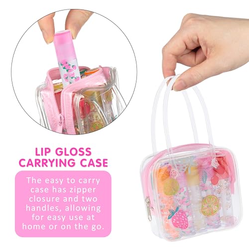 10-Pack Fruity Lip Gloss Set with Carrying Case for Kids