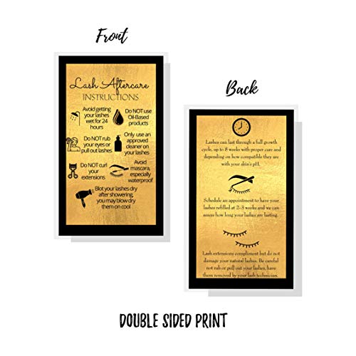 Lash Extension Aftercare Cards 50 Pack - Black & Gold