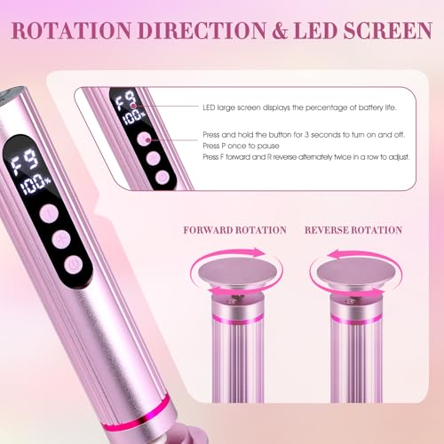 Electric Foot Callus Remover, 2 in 1 Callus Remover for Feet, 9 Adjustable Speeds with Sandpaper Disk and Nail Drill Bits, Digital Display, Rechargeable Pedicure Tools for Dead Skin(Pink)