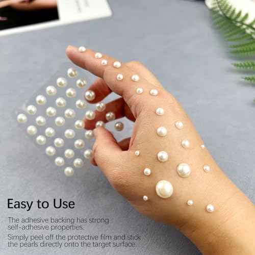 1982 Pcs Self-Adhesive Pearl Stickers, Multiple Sizes, Decorative Pearl Gems for Face, Crafts, Hair, Makeup, Nail