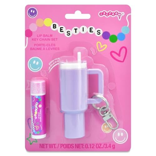 iscream Travel Cup Keychain Lip Balm Case with Vanilla Scented Lip Balm