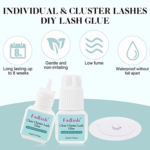 FADLASH Clear Cluster Lash Glue - Fast Drying Waterproof Eyelash Adhesive, 1 Pack