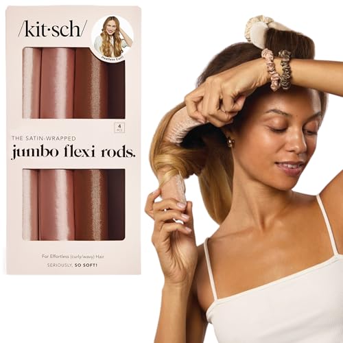 Satin Flexi Rods Heatless Curling Set - 4 Piece Overnight Hair Curlers
