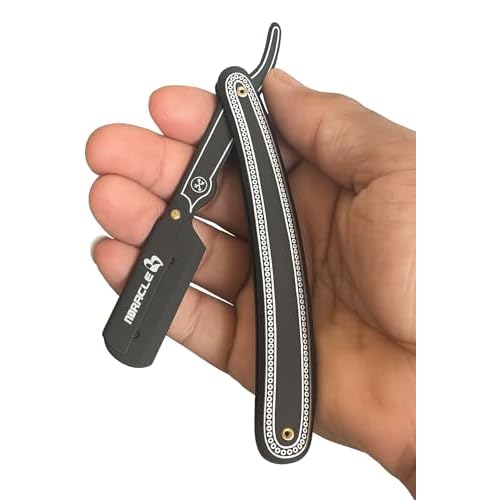 MIRACLE Professional Barber Straight Edge Razor ? Black Wooden Handle Men's Shaving Razor, Compatible with Half Edge Steel Blades ? Classic Close Shave for Barbers & Personal Grooming