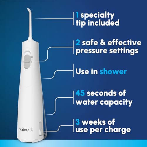 Waterpik Cordless 1100 White Rechargeable Water Flosser for Teeth Cleaning & Travel