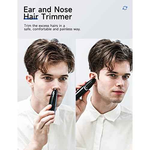ZORAMI Rechargeable Ear and Nose Hair Trimmer - 2025 Professional Painless Eyebrow & Facial Hair Trimmer for Men Women, Powerful Motor and Dual-Edge Blades for Smoother Cutting Black