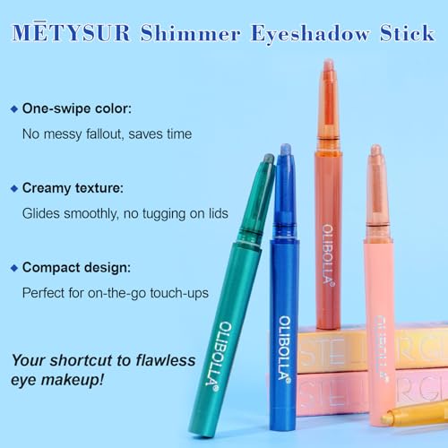 Shimmer Eyeshadow Stick Waterproof - 12 Colors Metallic
