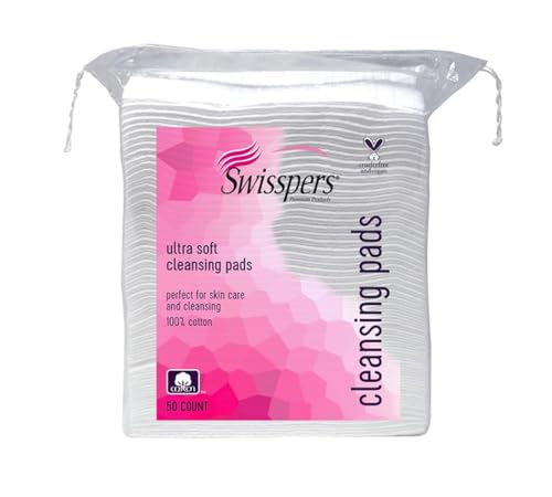 Swisspers Premium Ultra Soft Cleansing Pads – 50 Count (Pack of 3) – Large Rectangular Pads for Gentle and Versatile Skincare – 100% Lint-Free Cotton