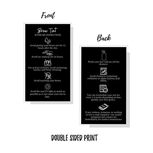 50 Pack Eyebrow Tinting Aftercare Cards 2x3.5 inch