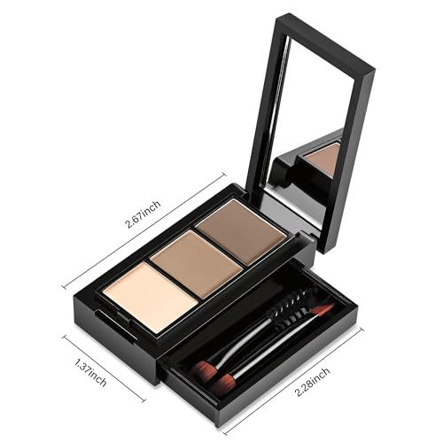 3-Color Eyebrow Powder Kit with Mirror & Brush