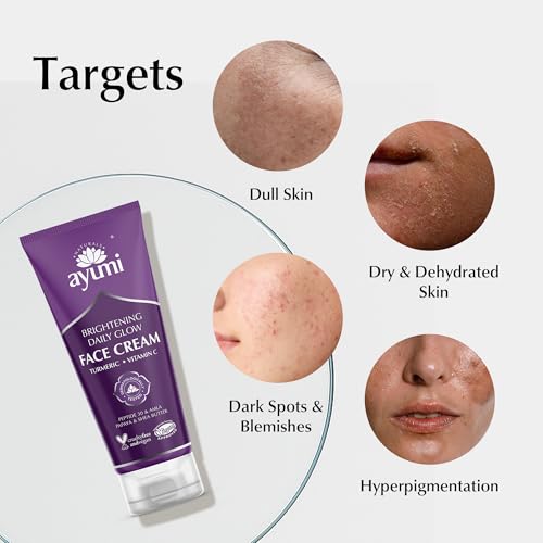 Ayumi Turmeric & Shea Butter Face Cream | Brightening Cream with Vitamin C | Moisturising Cream for Dull Skin | Face Moisturiser with Papaya Extracts | Argan Oil for Damaged Skin | 1 x 100ml