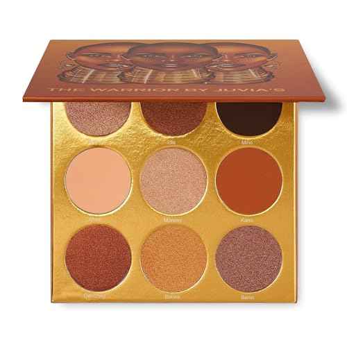 Juvia's Place Palette The Warrior - Warm Golds, Browns & Bronzes, Shades of 9, Warm and Neutral Palette, Pigmented Makeup Palette Eye Color & Shine