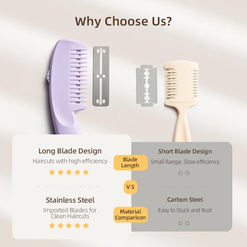 Hair Razor Comb, Hair Thining Trimmer, Homeuse Cutting and Styling Comb (White)