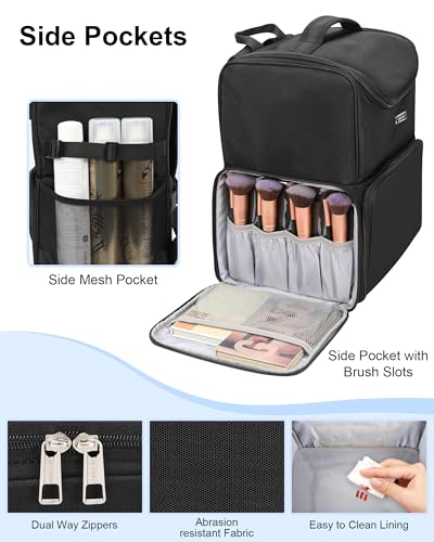 Relavel Professional Makeup Backpack – Large Cosmetic Organizer with 3 Bags