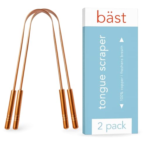 Tongue Scraper ? 100% Copper (2 Pack) Premium Tongue Cleaner ? Improve Oral Health ? Ayurvedic Cleaning Tool