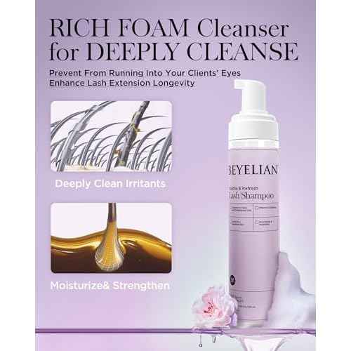 BEYELIAN Cluster Lash Glue Remover, Shampoo Kit for Eyelash Extension, 100ML Eyelash Shampoo, White Eyelash Extension Cleanser, Lash Eyelid Foam Cleaning Kit for Salon Use and Home Use