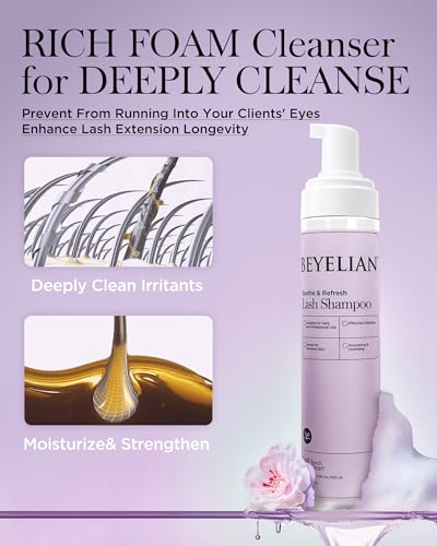 BEYELIAN Lash Extension Cleaning Kit - Shampoo, Brush & Foam Cleanser