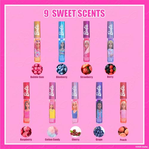 Barbie Lip Gloss Set with Acrylic Stand - 9 Plant-Based Glosses
