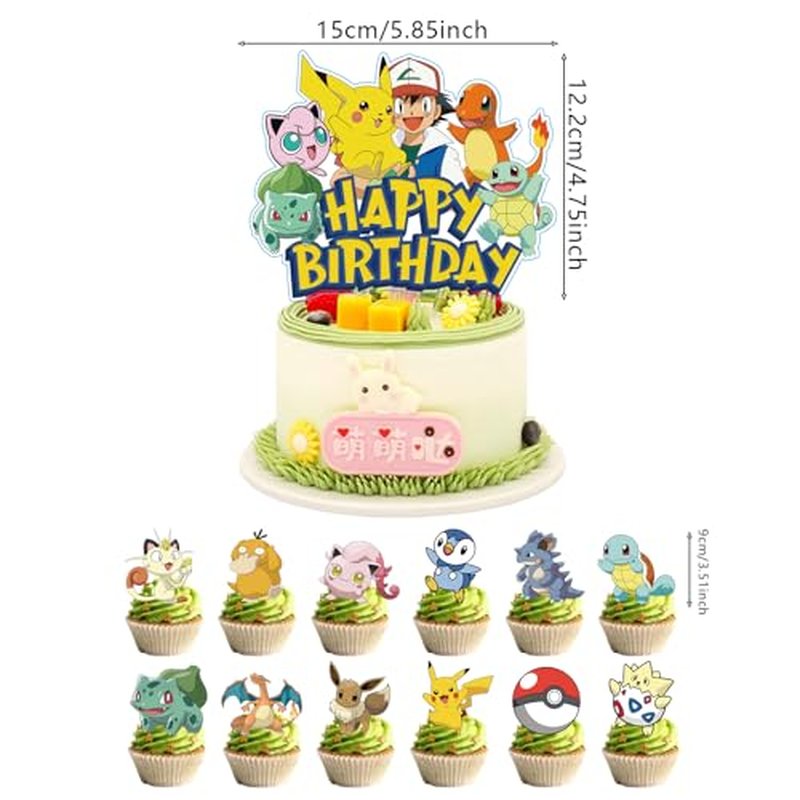 Anime Cake Decoration Set - 25Pcs with Cupcake Toppers