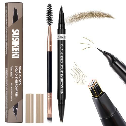 Dual-Ended Microblading Eyebrow Pen - 4D Brow Brush & Precision Tip