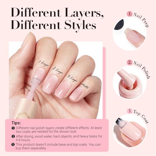 AzureBeauty 18ml Jelly Pink Nail Polish - Light Peach, Quick Dry, Long-Lasting