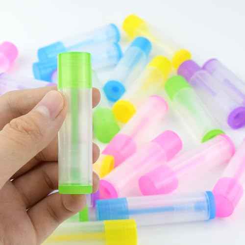 25 Pcs Clear Empty Lip Balm Tubes Lip Balm Containers Lipstick Container with Caps DIY Lip Balm Tubes Refillable Lip Balm Tube for Homemade Lip Gloss Lipstick 5.5Ml Plastic Lip Balm Containers