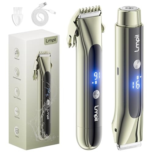 Bikini Trimmer for Women, 2-in-1 Electric Razor with Dual Heads, Ceramic Blade, Waterproof & Rechargeable, Painless Pubic Hair Shaver for Bikini, Underarm, Legs, Face | Gift for Her - MossGreen