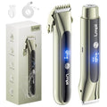 Bikini Trimmer for Women, 2-in-1 Electric Razor with Dual Heads, Ceramic Blade, Waterproof & Rechargeable, Painless Pubic Hair Shaver for Bikini, Underarm, Legs, Face | Gift for Her - MossGreen