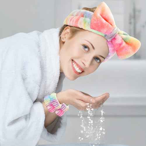 6pcs Headband and Wristband for Face Washing, Makeup Spa Skincare Headband, Skin Care Face Wash Headbands Wrist Bands Tools Set, for Women and Teen Girls Gifts