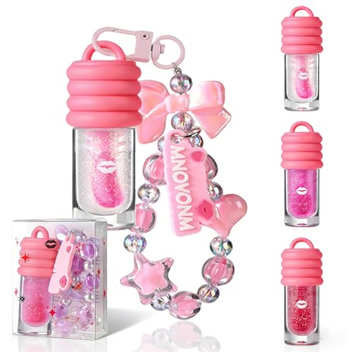 3-Piece Glitter Lip Gloss Set with Keychain