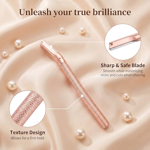 Eyebrow Razor for Women with 10 Refill Blades - Dermaplaning Face & Eyebrow Tool