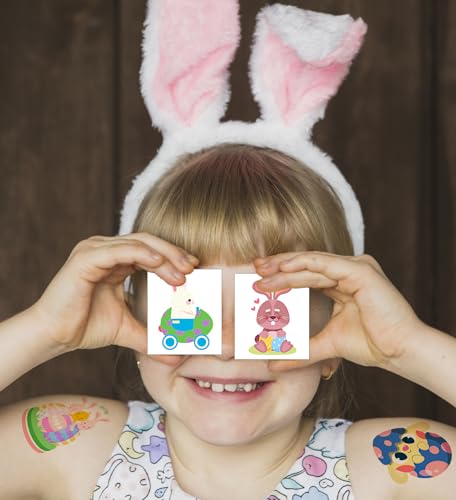Easter Temporary Tattoos - 120 Pieces Bunny & Egg Designs
