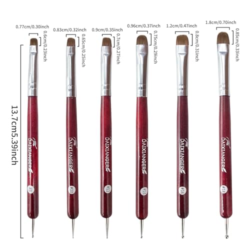 6Pcs French Tip Brush Set with Dotting Pens | Dual-Ended Nail Art