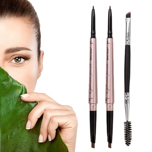 Waterproof Eyebrow Pencil Set - Dual Ended with Brush, Light Brown