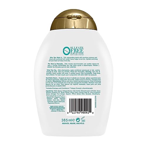 OGX Quenching + Coconut Curl-Defining Conditioner | For Curly Hair | With Coconut & Citrus Oil | Paraben & Sulfate-Free | 13oz Pack of 2